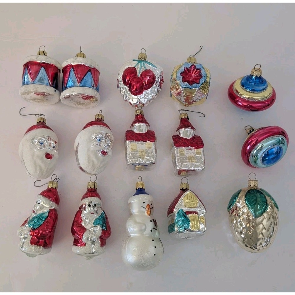 VTG Mercury Glass Ornaments Lot 15 West Germany Christmas Reflector Indent Mica
